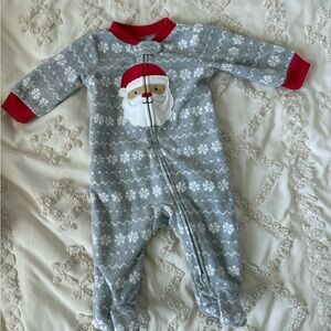 Festive Gray and Red Footies with Santa Claus Design